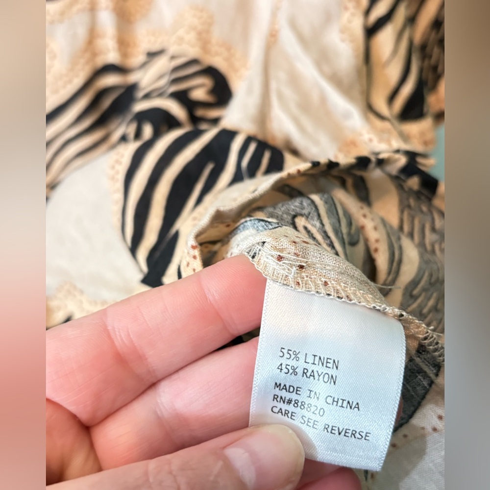 LINEN PANAMA JACK MEDIUM ✨short sleeve tropical Leaf Print Button-Up Shirt EUC - Picture 2 of 5